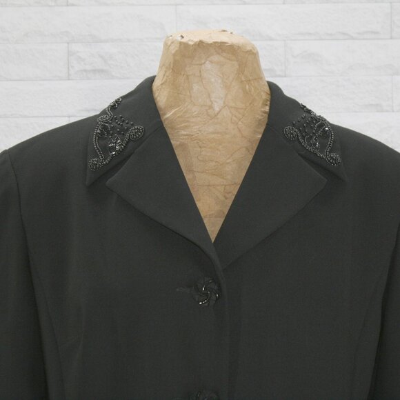 JOHN ROBERTS Jacket Blazer Tailored Beaded Collar Hourglass Black Plus Size 14 - Picture 3 of 16